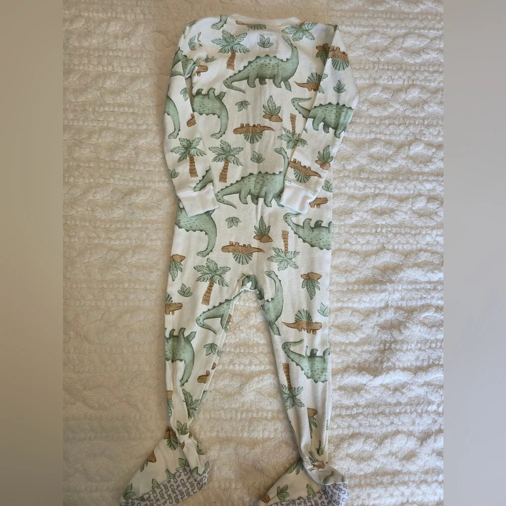 Carter’s Dinosaur Footie Pajamas | 2T | Zip-Up One-Piece | Neutral Dino Print